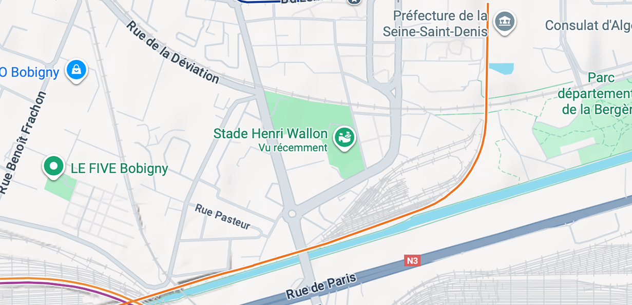 carte google maps des alentours du stade